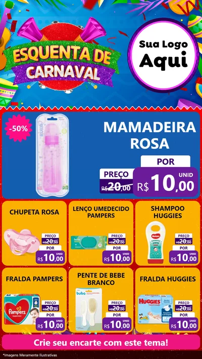 Modelo de Rede Social para Stories com o tema Esquenta de Carnaval para Bebês