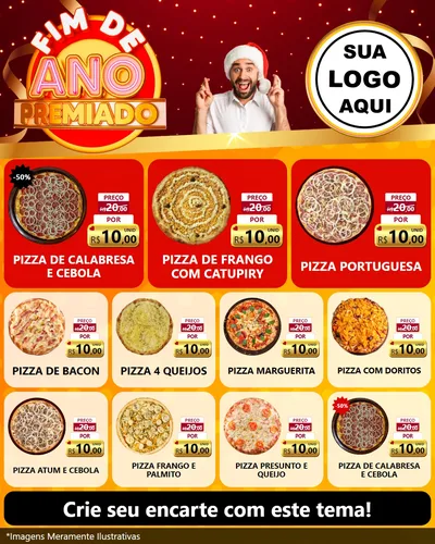 Modelo de Rede Social para Feed Instagram com o tema Fim de Ano Premiado para Pizzaria
