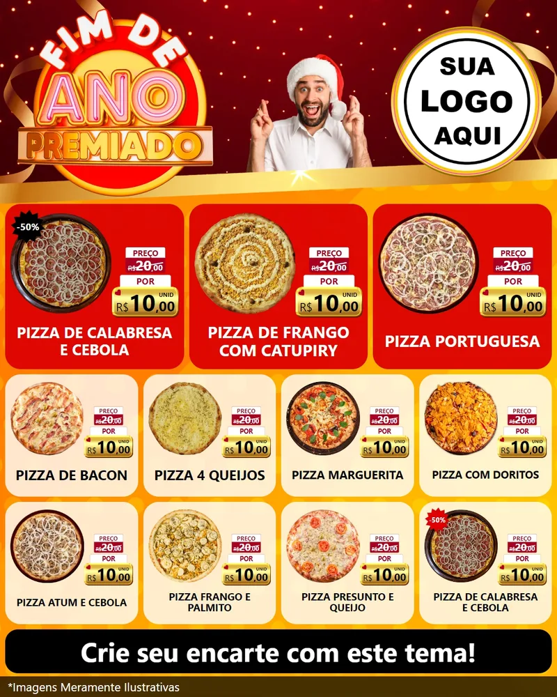 Modelo de Rede Social para Feed Instagram com o tema Fim de Ano Premiado para Pizzaria