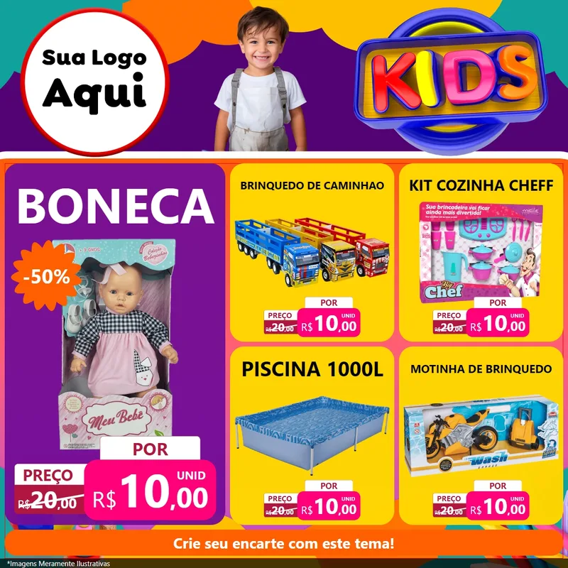 Modelo de Rede Social para Feed Facebook com o tema KIDS para Brinquedos