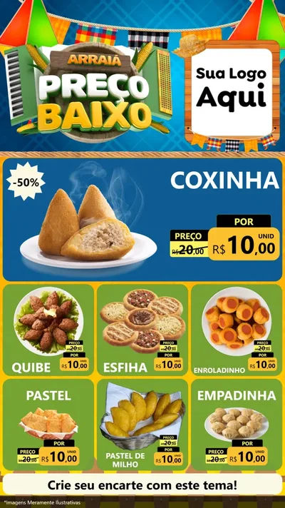 Modelo de Rede Social para Stories com o tema Arraiá de Preço Baixo - Junina para Salgadaria