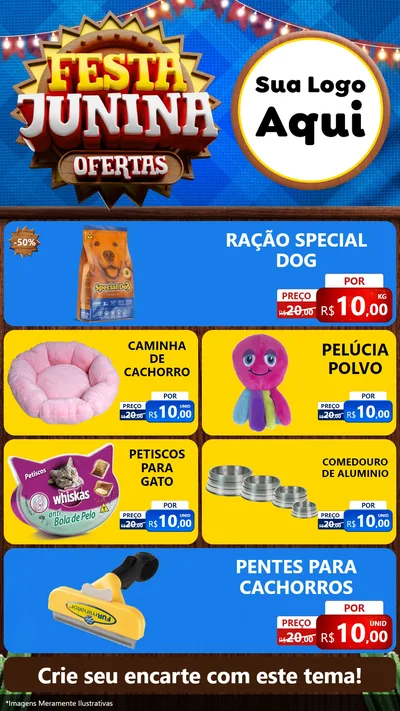 Modelo de TV para TV Vertical com o tema Festa Junina Ofertas para Pet Shop