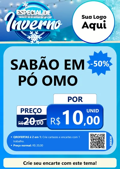 Modelo de Cartaz para Cartaz A4 Vertical com o tema Especial de Inverno para Produtos de Limpeza