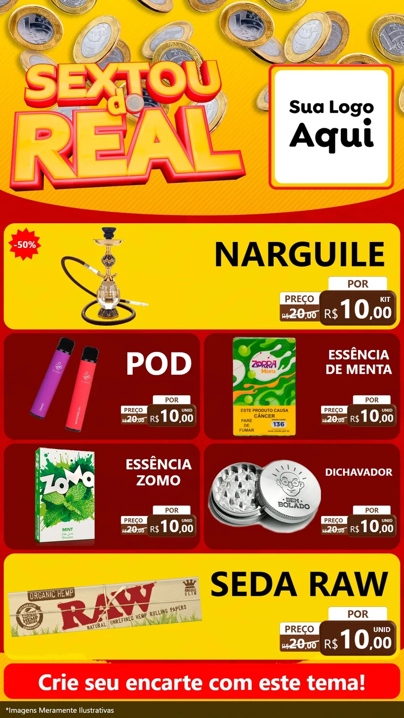 Modelo de TV para TV Vertical com o tema Sextou do Real para Tabacaria