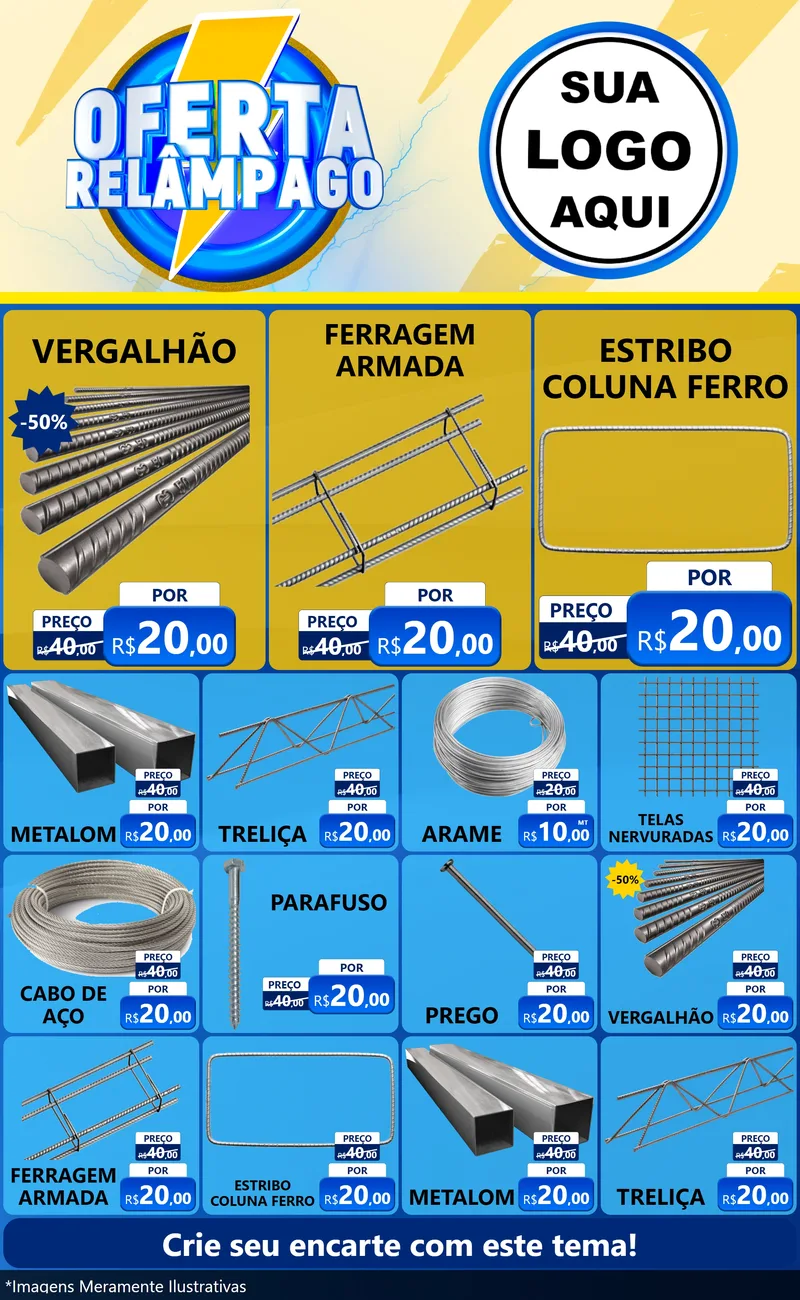 Modelo de Encarte para Encarte Grande com o tema Oferta Relâmpago para Ferragens