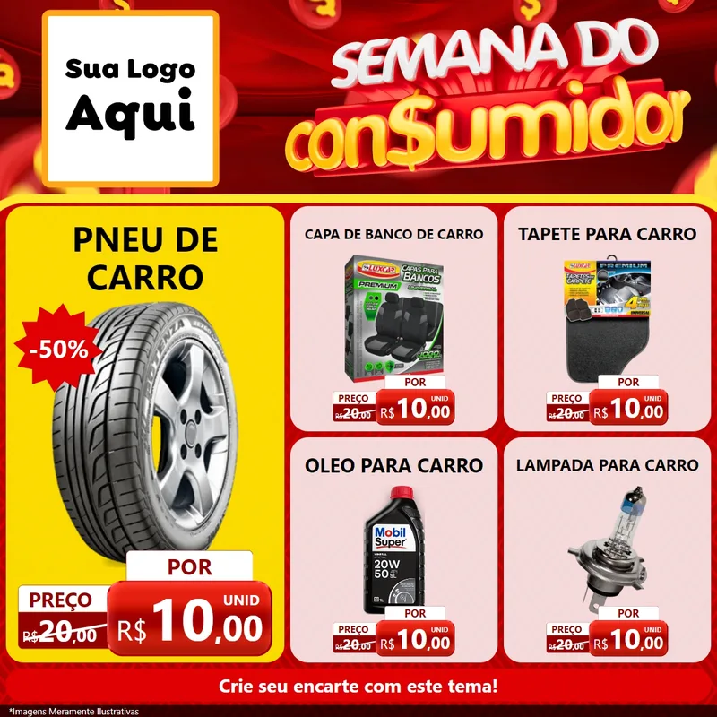 Modelo de Rede Social para Feed Facebook com o tema Semana do Consumidor para Auto peças