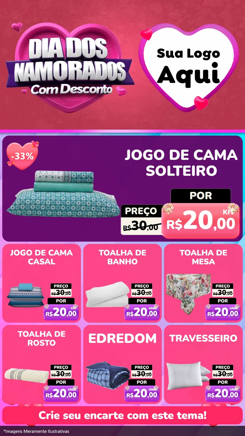 Modelo de Rede Social para Stories com o tema Dia Dos Namorados Com Desconto para Cama, Mesa e Banho