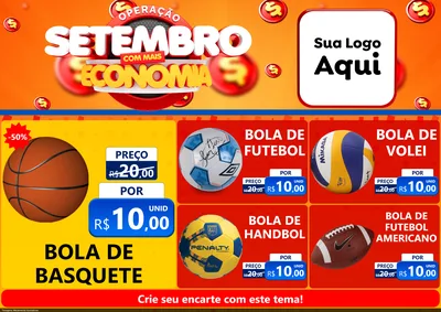 Modelo de Encarte para Encarte A4 Horizontal com o tema Operação Setembro Com Muita Economia para Artigos Esportivos