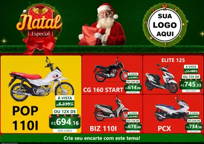 Modelo de Encarte para Encarte A4 Horizontal com o tema Natal Especial para Concessionaria de Motos