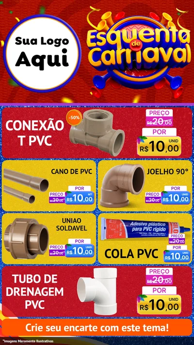 Modelo de TV para TV Vertical com o tema Esquenta de Carnaval para Tubos e conexões