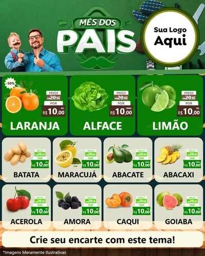 Modelo de Rede Social para Feed Instagram com o tema Mês dos Pais para Hortifrúti