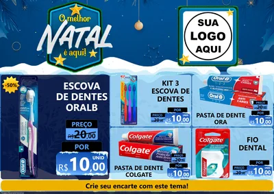 Modelo de Encarte para Encarte A4 Horizontal com o tema O Melhor Natal É Aqui! para Higiene Pessoal