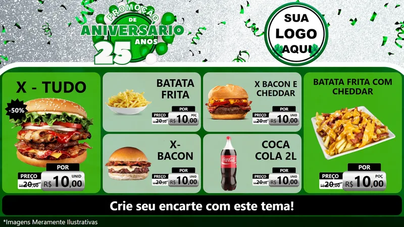 Modelo de TV para TV Horizontal com o tema Promoção de Aniversário - 25 Anos para Hamburgueria