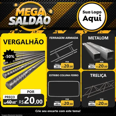 Modelo de Rede Social para Feed Facebook com o tema Mega Saldão para Ferragens