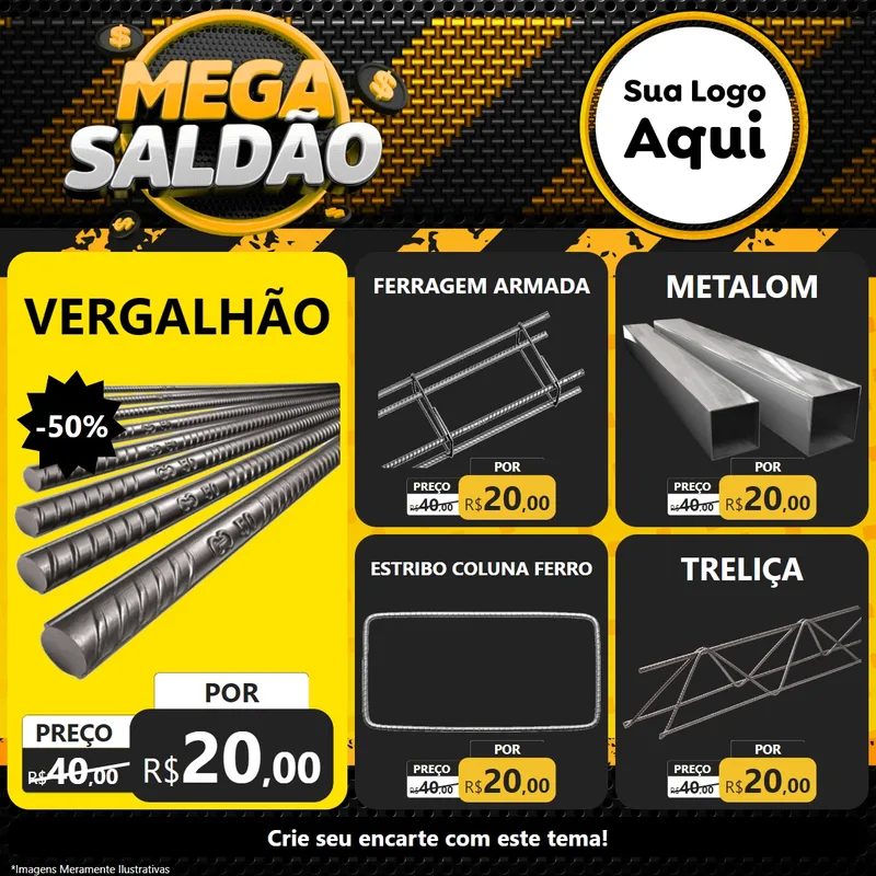 Modelo de Rede Social para Feed Facebook com o tema Mega Saldão para Ferragens