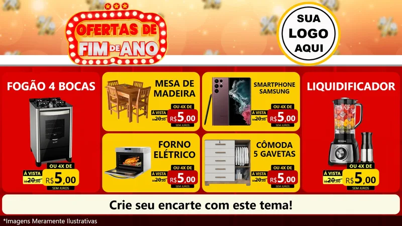 Modelo de TV para TV Horizontal com o tema Ofertas de Fim de Ano para Móveis e Eletro