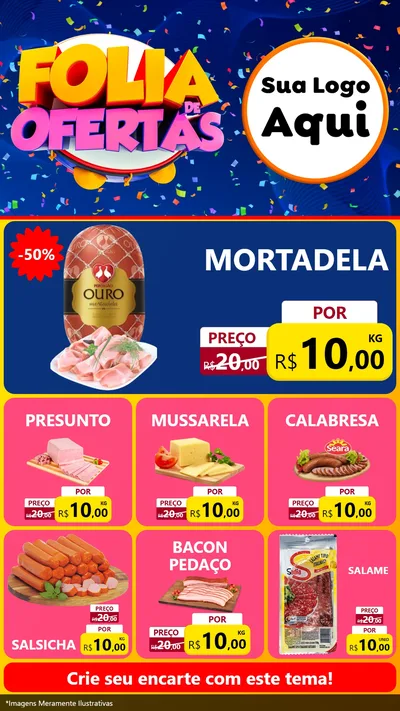 Modelo de Rede Social para Stories com o tema Folia de Ofertas para Frios e Laticínios
