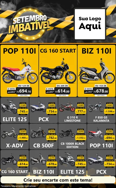 Modelo de Encarte para Encarte Grande com o tema Setembro Imbatível para Concessionaria de Motos