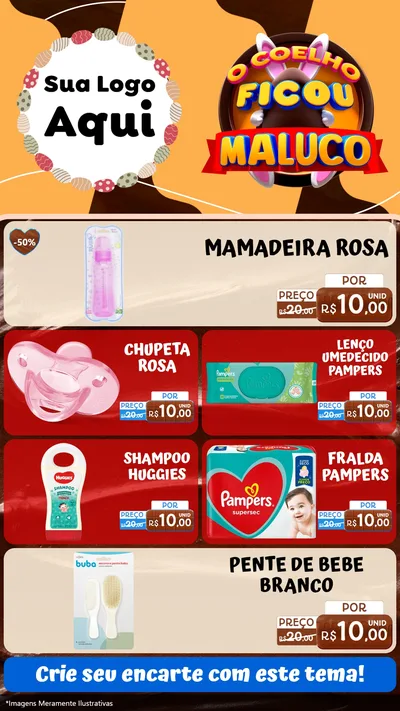 Modelo de TV para TV Vertical com o tema O Coelho Ficou Maluco - Páscoa para Bebês