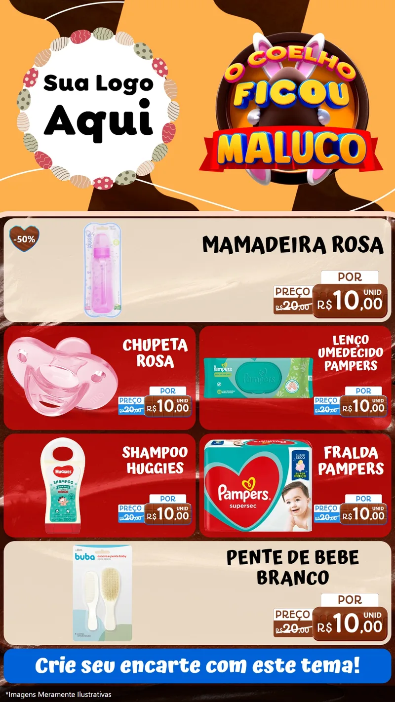 Modelo de TV para TV Vertical com o tema O Coelho Ficou Maluco - Páscoa para Bebês