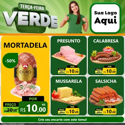 Modelo de Rede Social para Feed Facebook com o tema Terça - Feira Verde para Frios e Laticínios