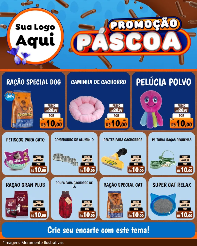 Modelo de Rede Social para Feed Instagram com o tema Promoção Páscoa para Pet Shop