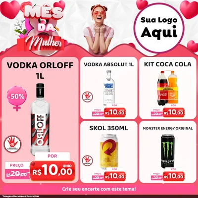 Modelo de Rede Social para Feed Facebook com o tema Mês da Mulher para Distribuidora de bebidas