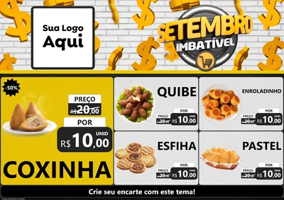 Modelo de Encarte para Encarte A4 Horizontal com o tema Setembro Imbatível para Salgadaria