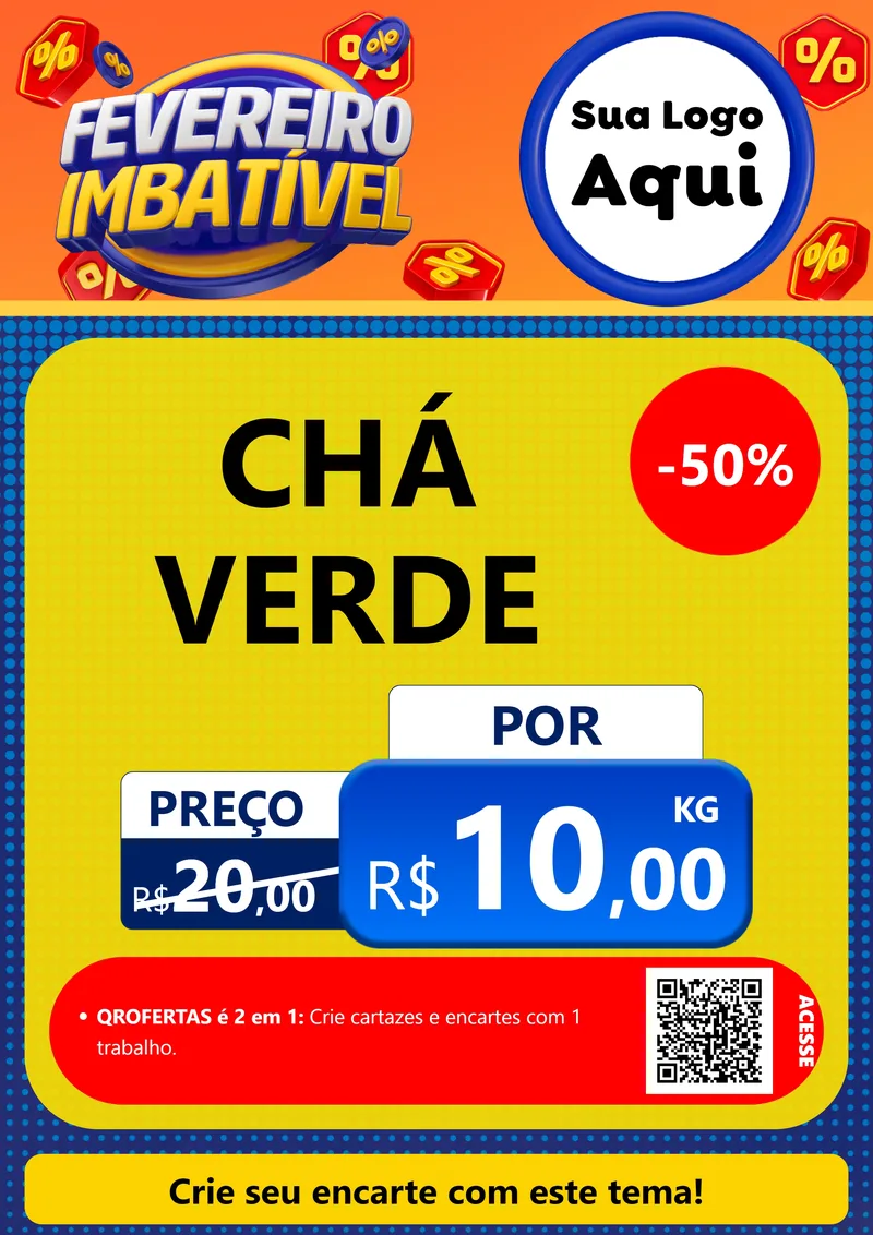 Modelo de Cartaz para Cartaz A4 Vertical com o tema Fevereiro Imbatível para Produtos Naturais