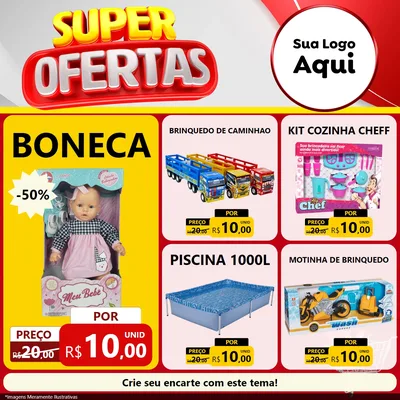 Modelo de Rede Social para Feed Facebook com o tema Super Ofertas para Brinquedos