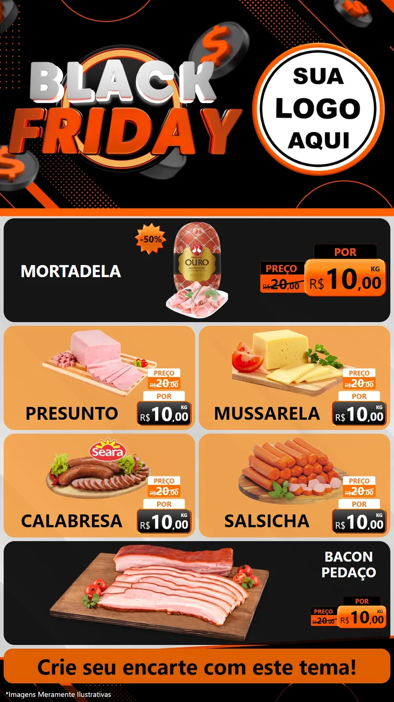 Modelo de TV para TV Vertical com o tema Black Friday para Frios e Laticínios