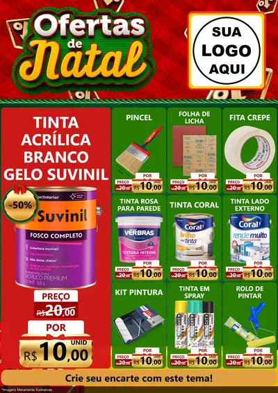 Modelo de Encarte para Encarte A4 Vertical com o tema Ofertas de Natal para Tintas e Ferramentas