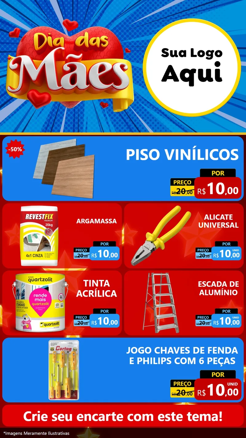 Modelo de TV para TV Vertical com o tema Dia das Mães para Material para Construção