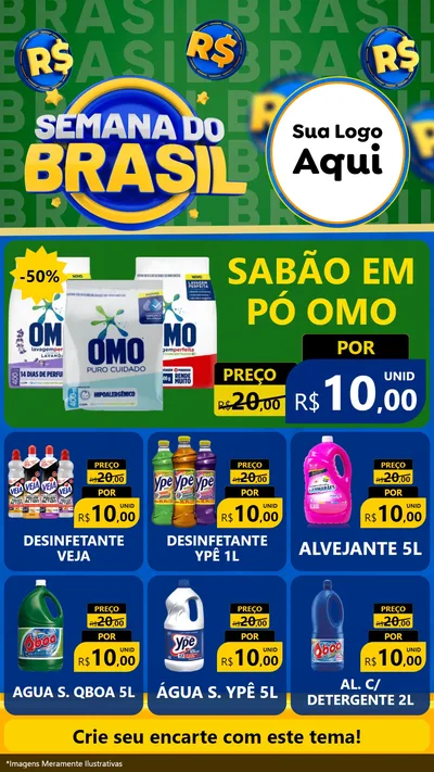 Modelo de Rede Social para Stories com o tema Semana Do Brasil para Produtos de Limpeza