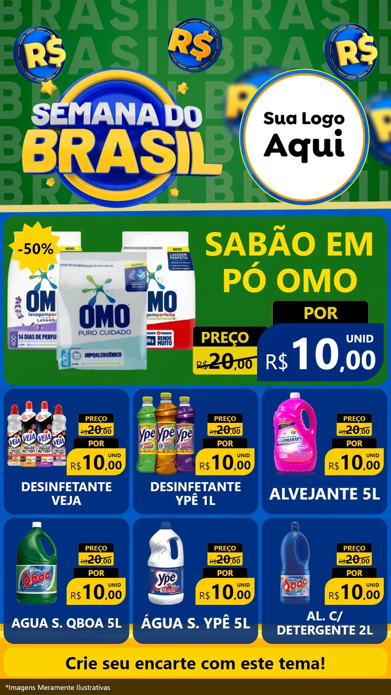 Modelo de Rede Social para Stories com o tema Semana Do Brasil para Produtos de Limpeza
