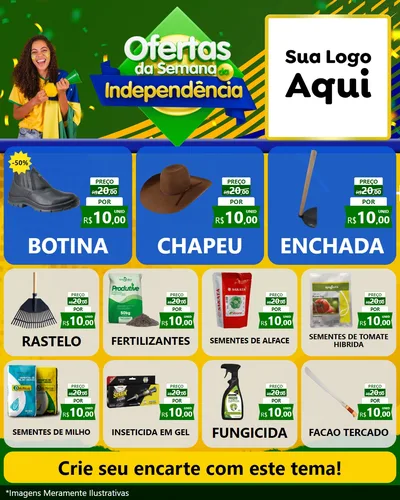 Modelo de Rede Social para Feed Instagram com o tema Ofertas da Semana da Independência para Agropecuária