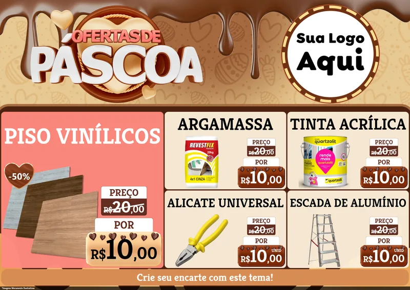 Modelo de Encarte para Encarte A4 Horizontal com o tema Ofertas de Páscoa para Material para Construção