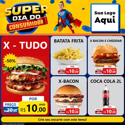 Modelo de Rede Social para Feed Facebook com o tema Super Dia do Consumidor para Hamburgueria