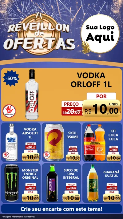 Modelo de Rede Social para Stories com o tema Réveillon de Ofertas para Distribuidora de bebidas