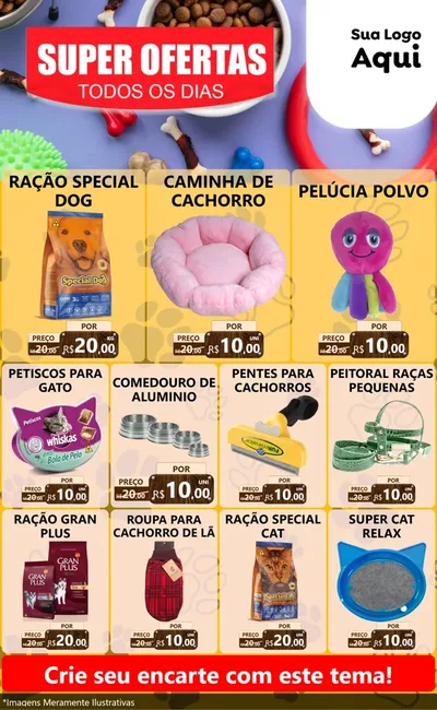 Modelo de Encarte para Encarte Grande com o tema Super Ofertas Todos os Dias para Pet Shop