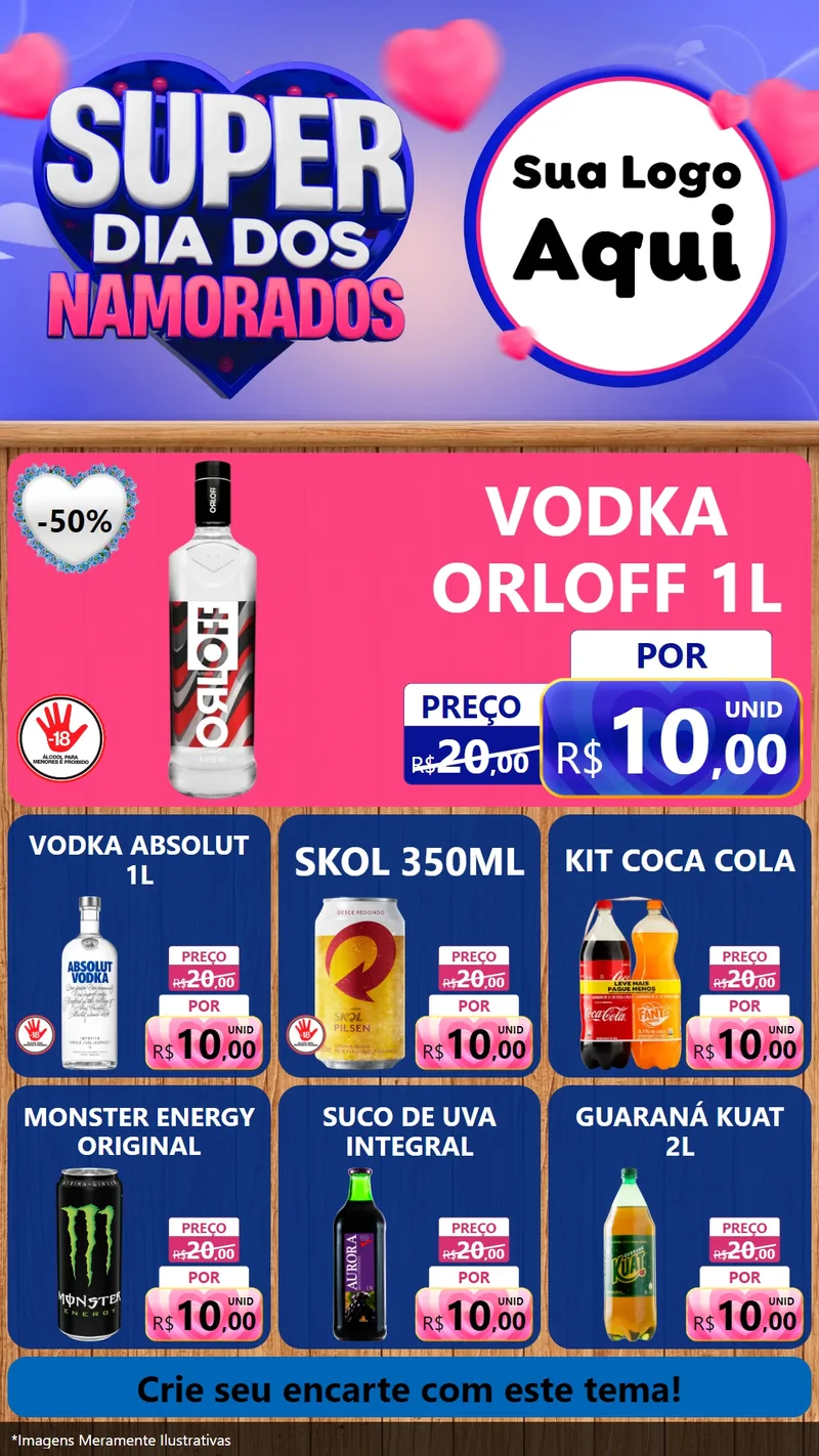 Modelo de Rede Social para Stories com o tema Super Dia dos Namorados para Distribuidora de bebidas