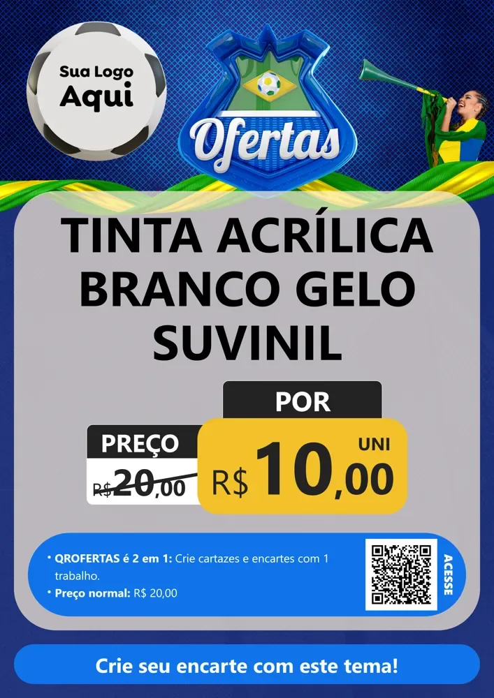 Modelo de Cartaz para Cartaz A4 Vertical com o tema Ofertas (Futebol) para Tintas e Ferramentas
