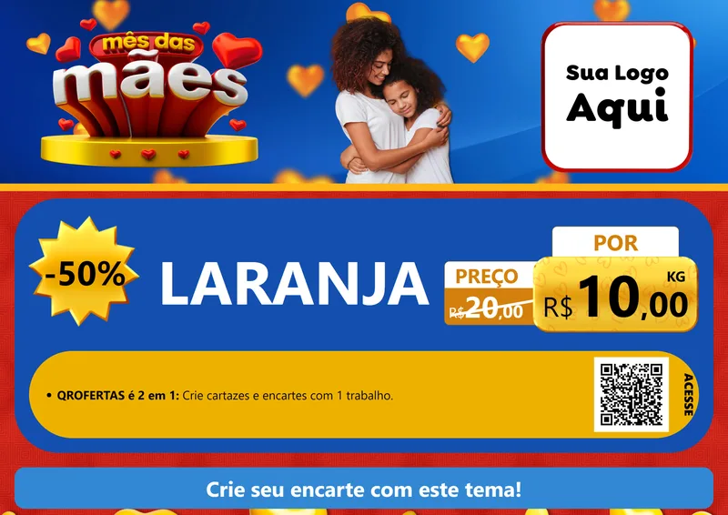 Modelo de Cartaz para Cartaz A4 Horizontal com o tema Mês das Mães para Hortifrúti
