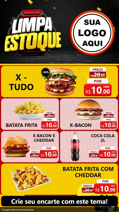Modelo de TV para TV Vertical com o tema Operação Limpa Estoque para Hamburgueria