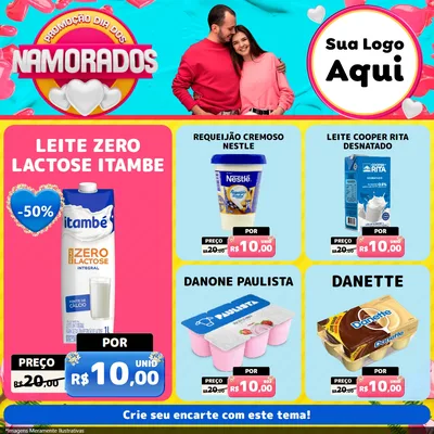 Modelo de Rede Social para Feed Facebook com o tema Promoção Dia dos Namorados para Frios e Laticínios