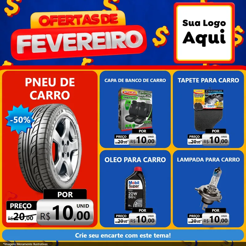 Modelo de Rede Social para Feed Facebook com o tema Ofertas de Fevereiro para Auto peças