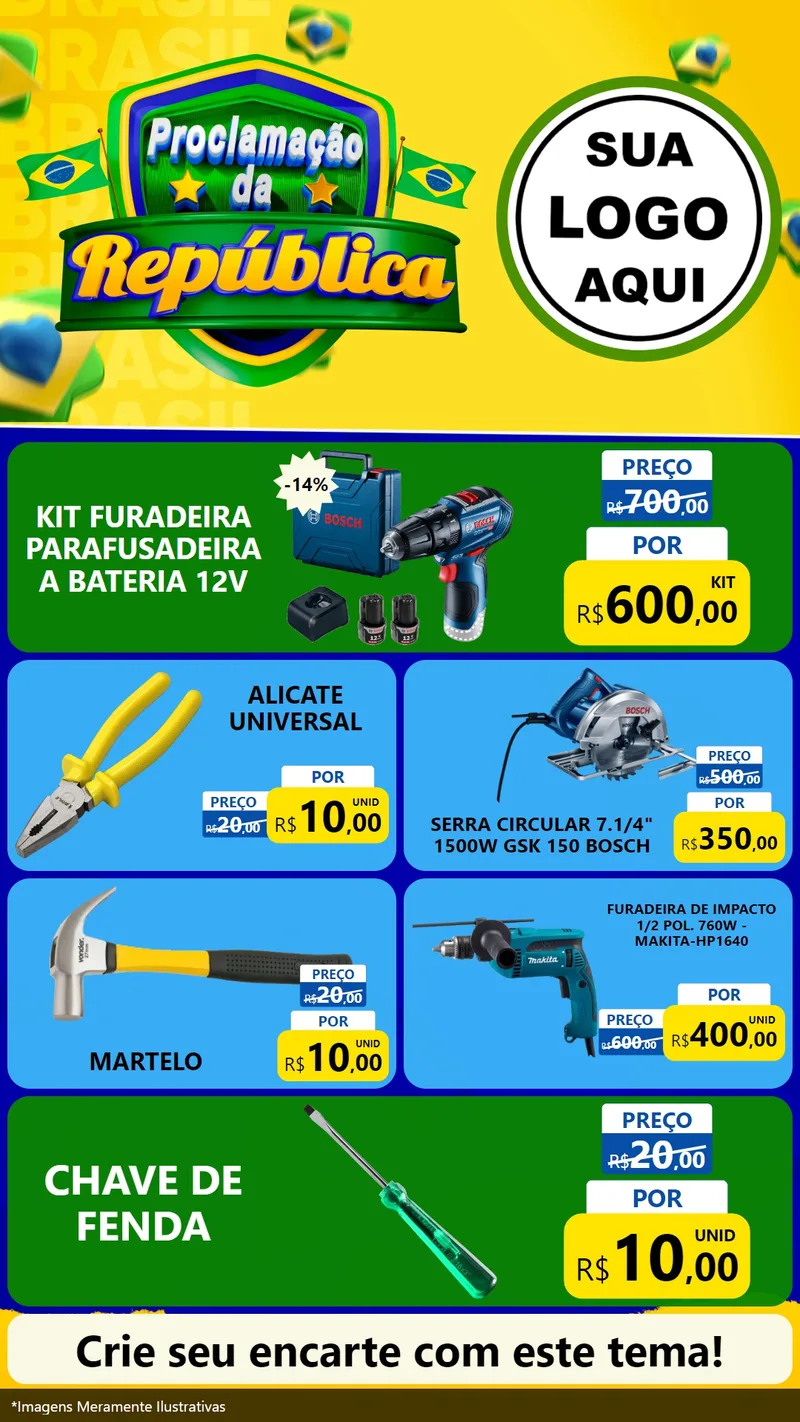 Modelo de TV para TV Vertical com o tema Proclamação da República para Maquinas e Ferramentas