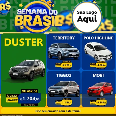 Modelo de Rede Social para Feed Facebook com o tema Semana Do Brasil para Concessionaria de Carros
