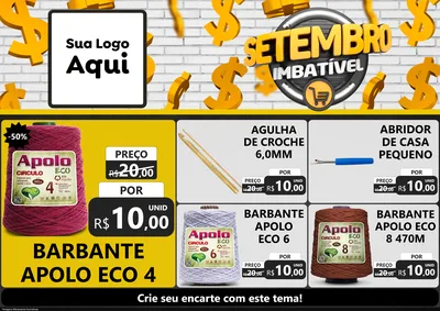Modelo de Encarte para Encarte A4 Horizontal com o tema Setembro Imbatível para Armarinho e Aviamentos