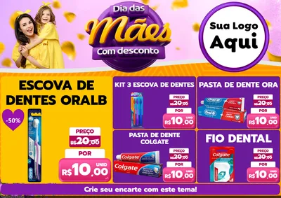 Modelo de Encarte para Encarte A4 Horizontal com o tema Dia das Mães com Desconto para Higiene Pessoal